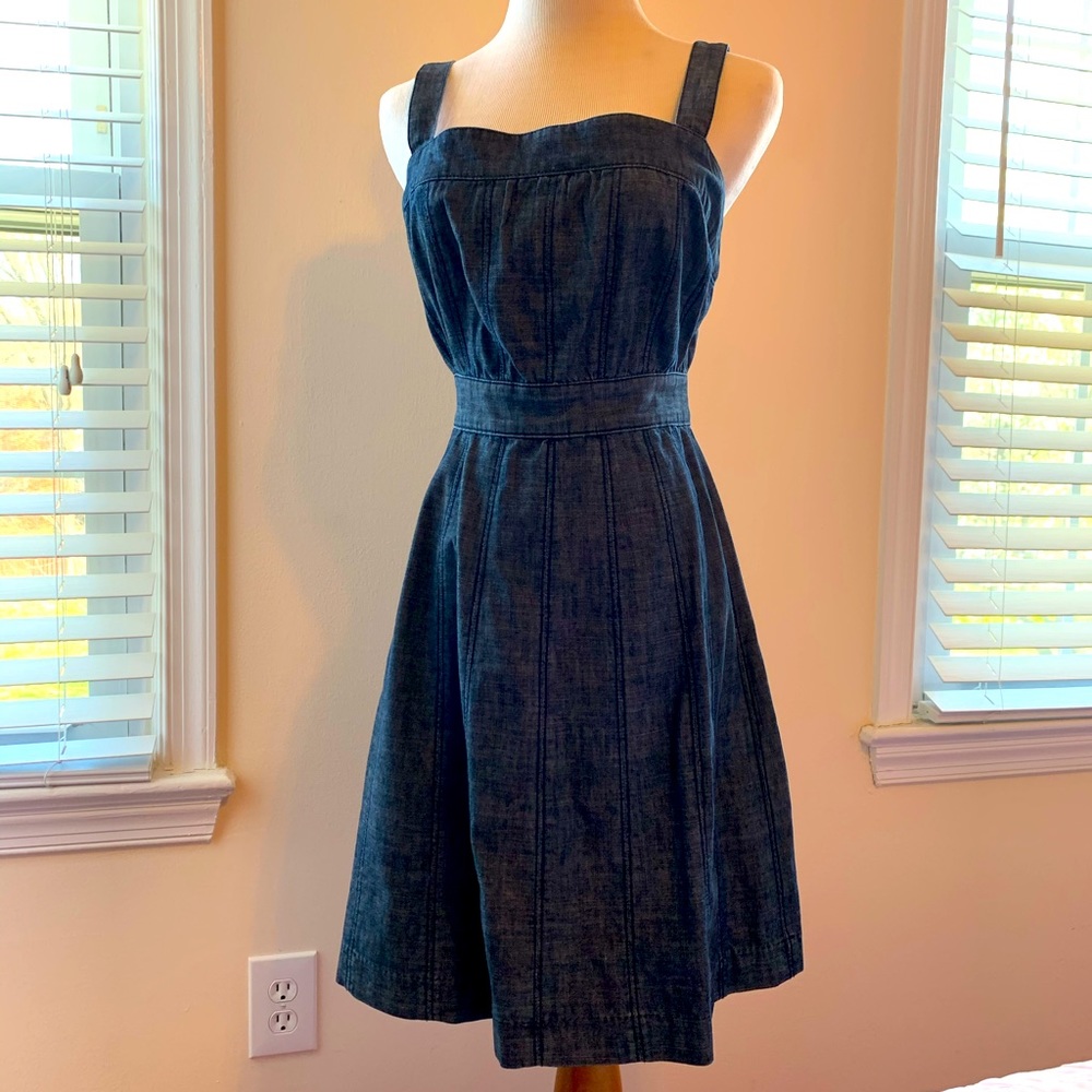 Denim Dress Cotton Gap Size 4 Dark Blue
